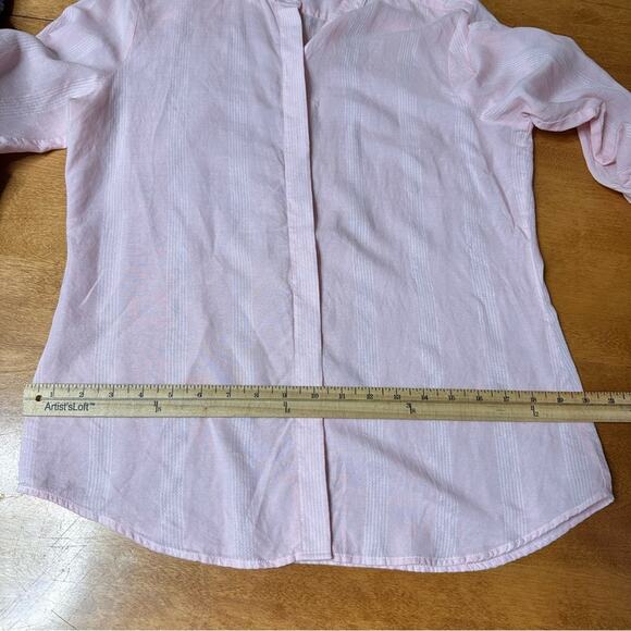 Untuckit for Her Kathryn Linen Blend Button Front Long Sleeve Shirt Size 6 Pink - Picture 10 of 11